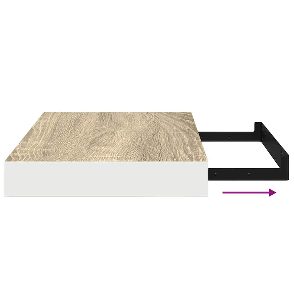 Oak and White Floating Display Shelves