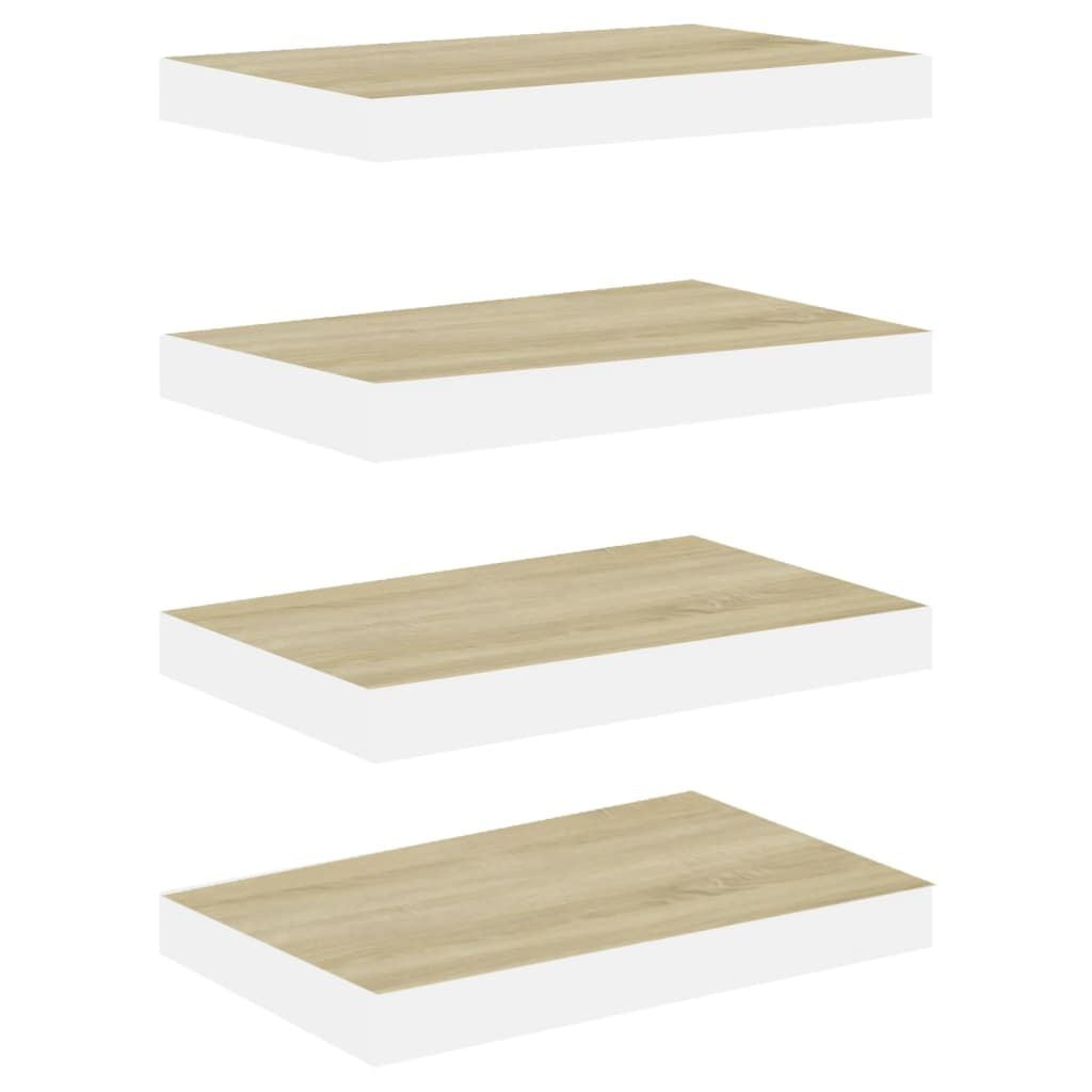 Oak and White Floating Display Shelves