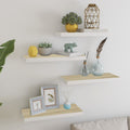 Oak and White Floating Display Shelf Set