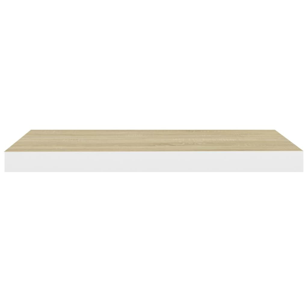 Oak and White Floating Display Shelf Set