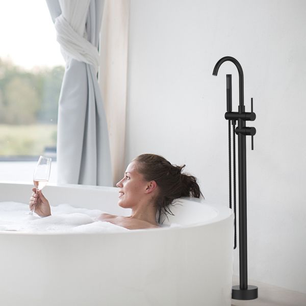 Matte Black Freestanding Tub Filler with Handheld Shower