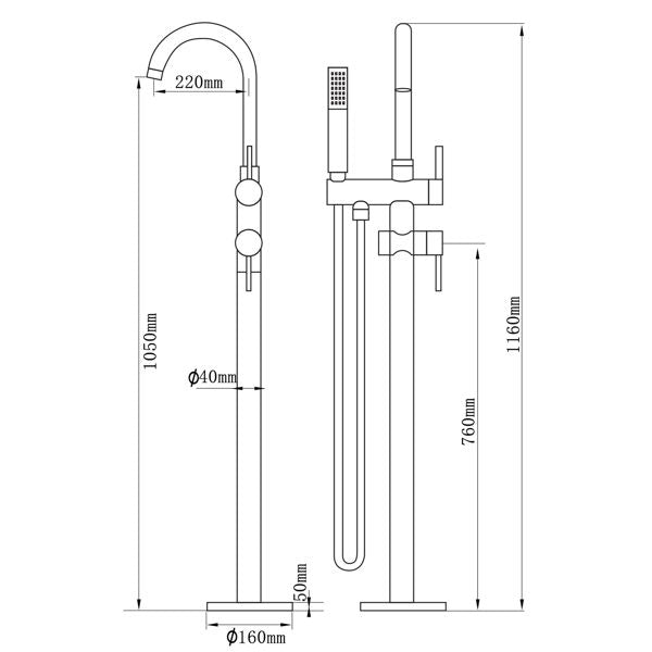 Matte Black Freestanding Tub Filler with Handheld Shower