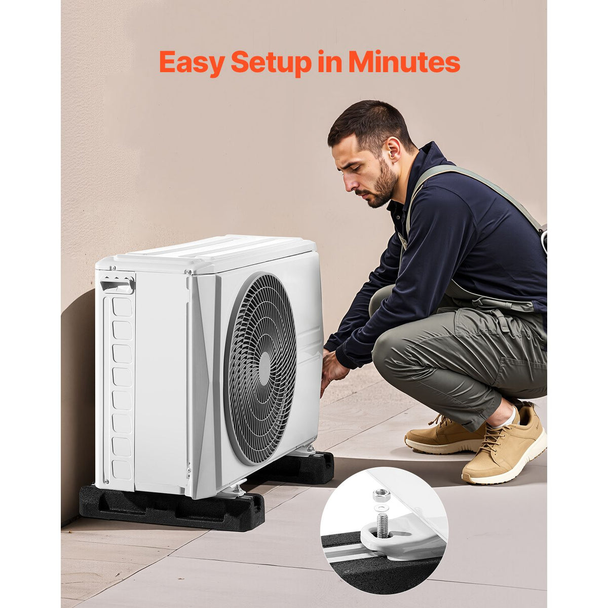 Mini-Split Floor Mount Base with Anti-Vibration Pads