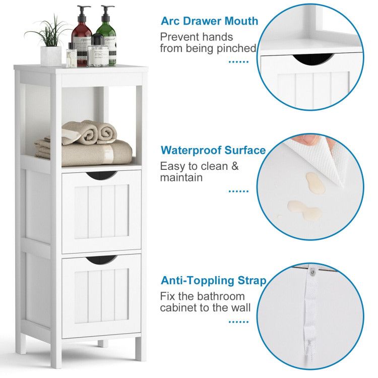 Floor Multifunction Bathroom Storage Organizer Rack with 2 Drawers