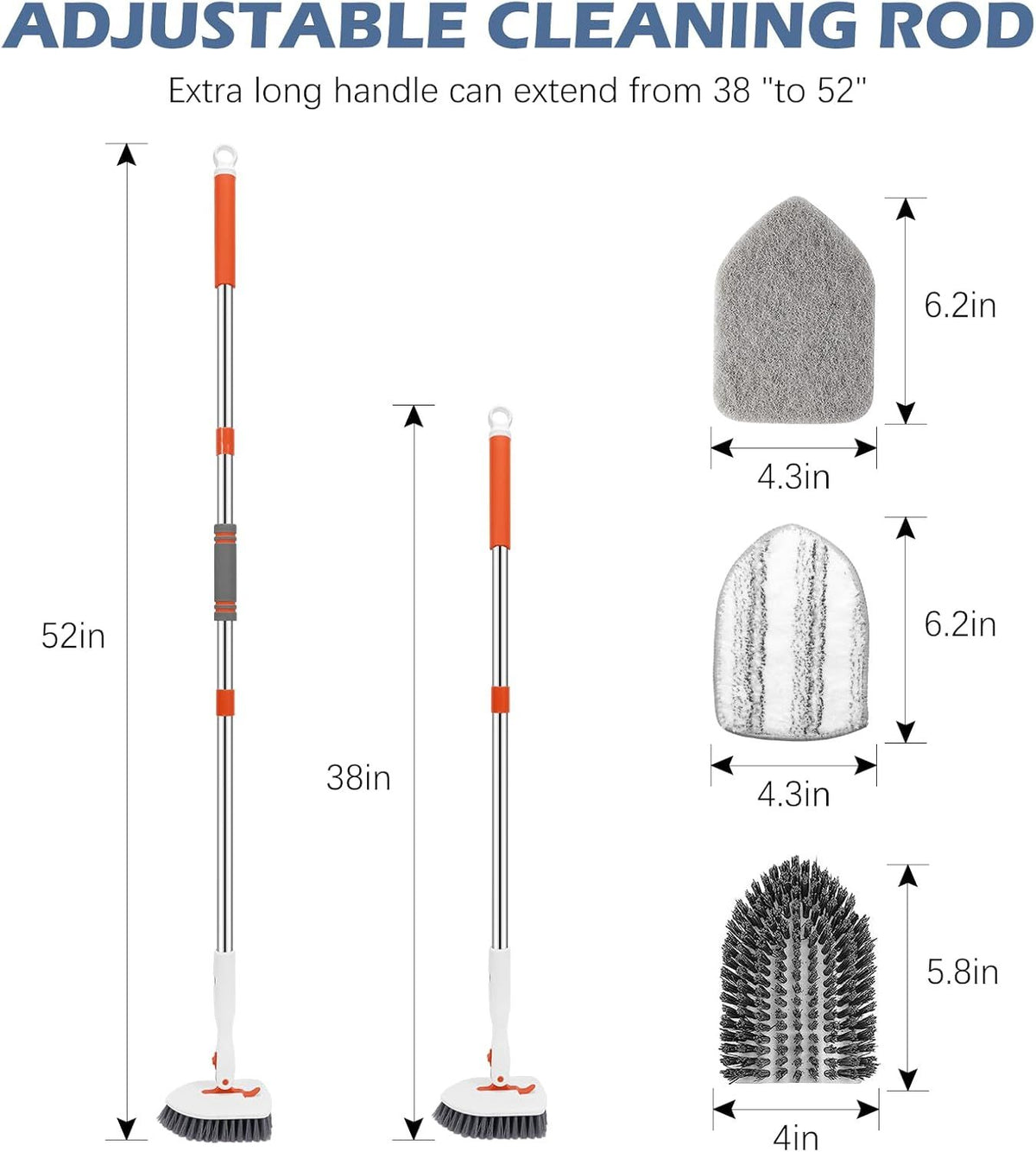 3-in-1 Long-Handle Floor, Tile and Tub Scrubber