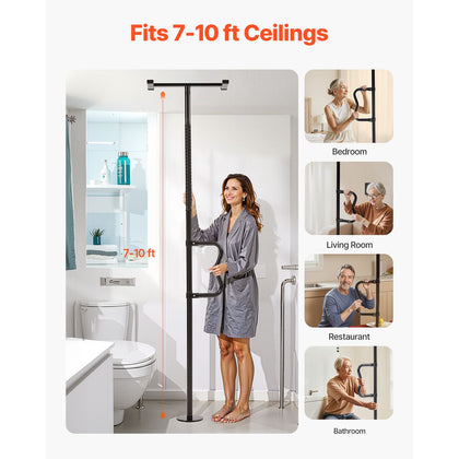 Tension-Mounted Transfer Pole with Curved Handhold
