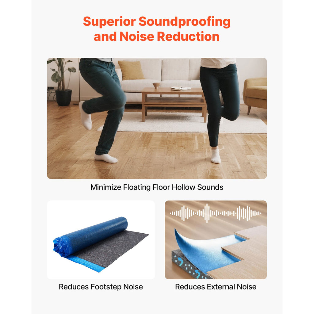 Noise-Reducing Floor Underlayment With Vapor Barrier