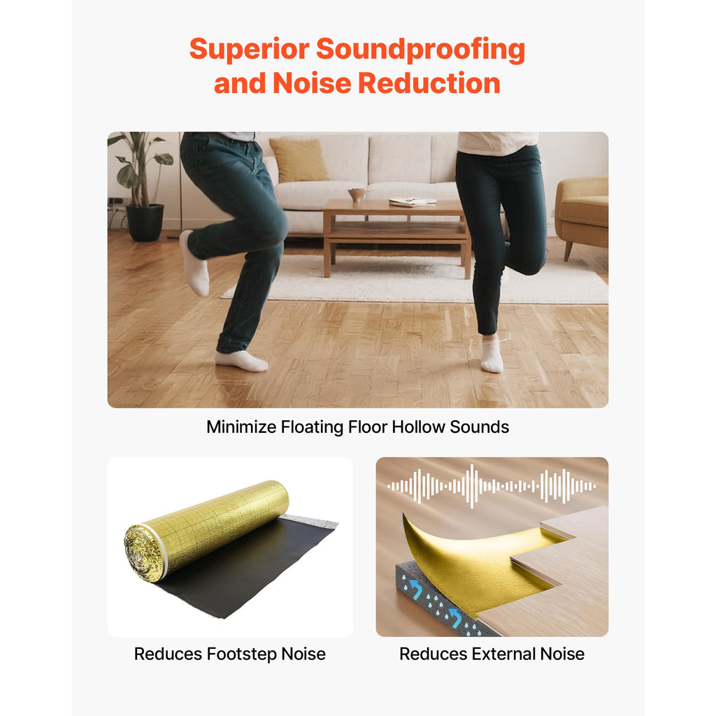 3-in-1 Floor Underlayment with Vapor Barrier and Seam Tape