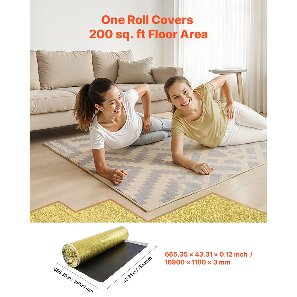 3-in-1 Floor Underlayment with Vapor Barrier and Seam Tape