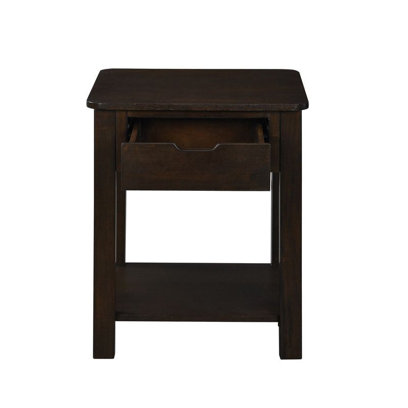 Flora Dark Brown End Table with Drawer and Shelf