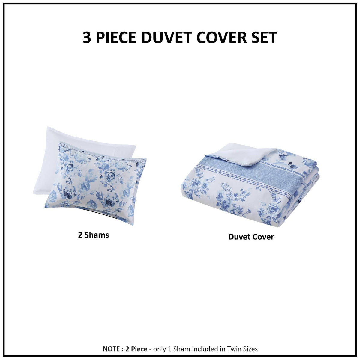 Floral Striped Duvet Cover Set Full/Queen