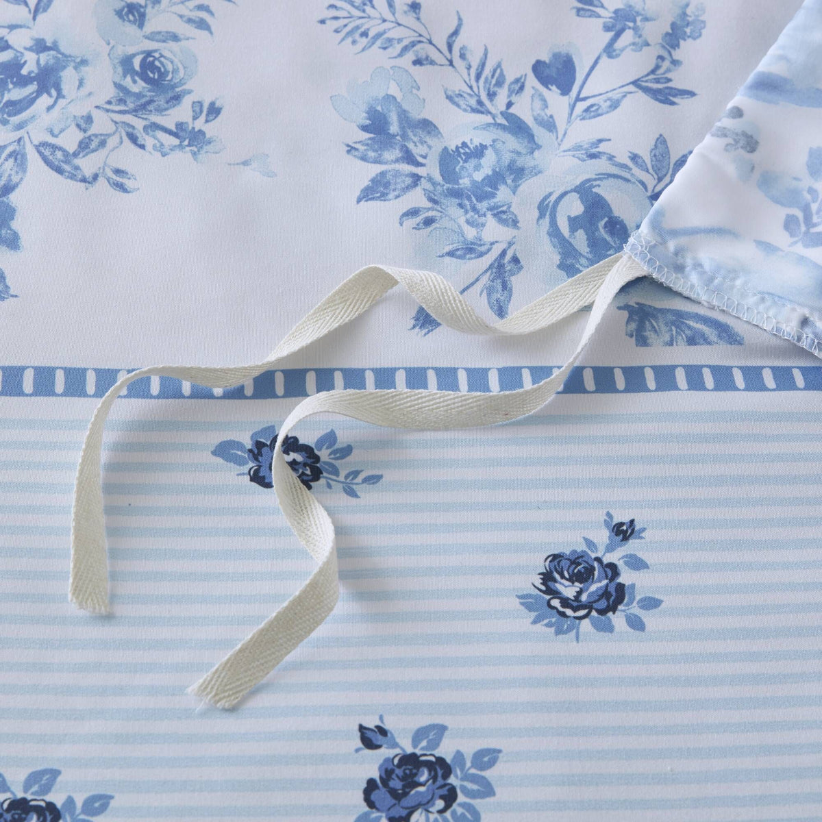 Floral Striped Duvet Cover Set Full/Queen