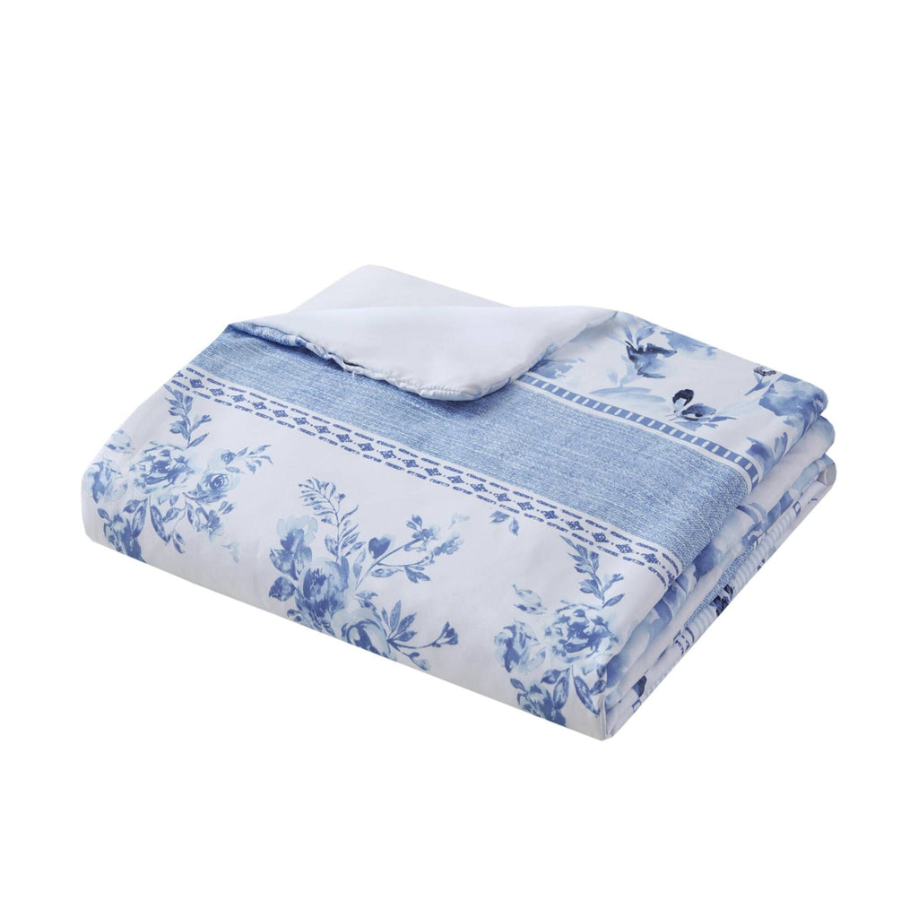 Floral Striped Duvet Cover Set Full/Queen