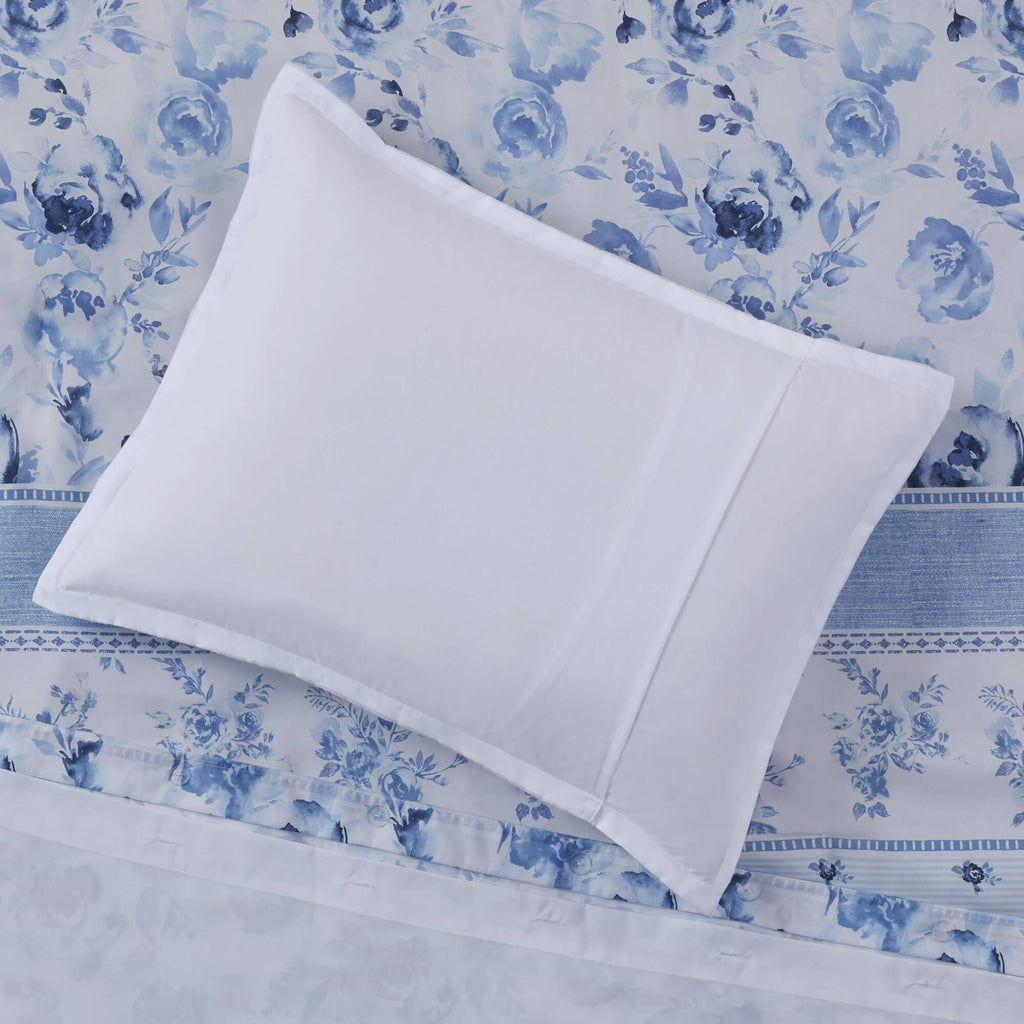 Floral Striped Duvet Cover Set Full/Queen