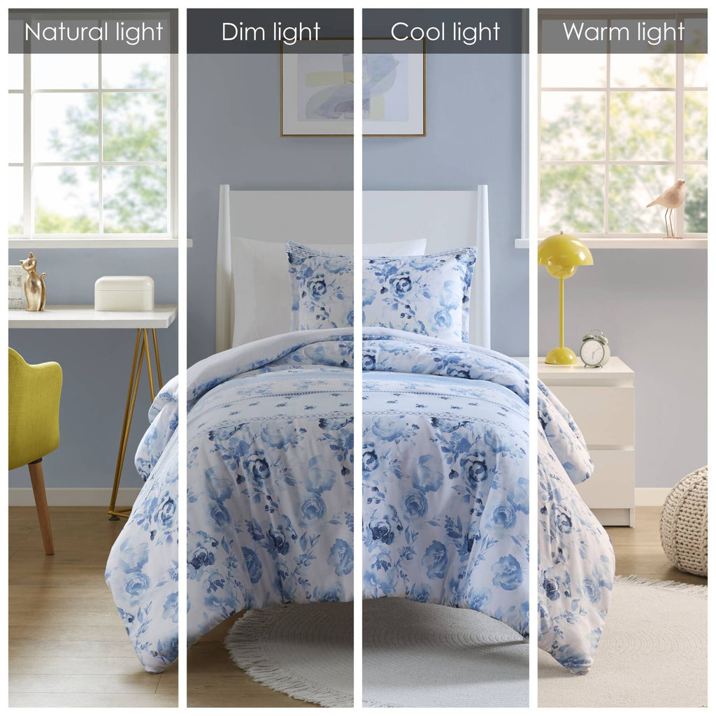 Floral Striped Duvet Cover Set Full/Queen