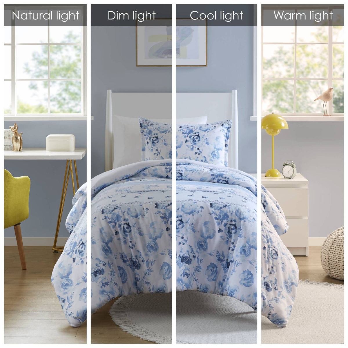 Floral Striped Duvet Cover Set Full/Queen