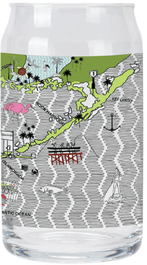 Florida Keys Can-Shaped Glass Set with Embossed Print