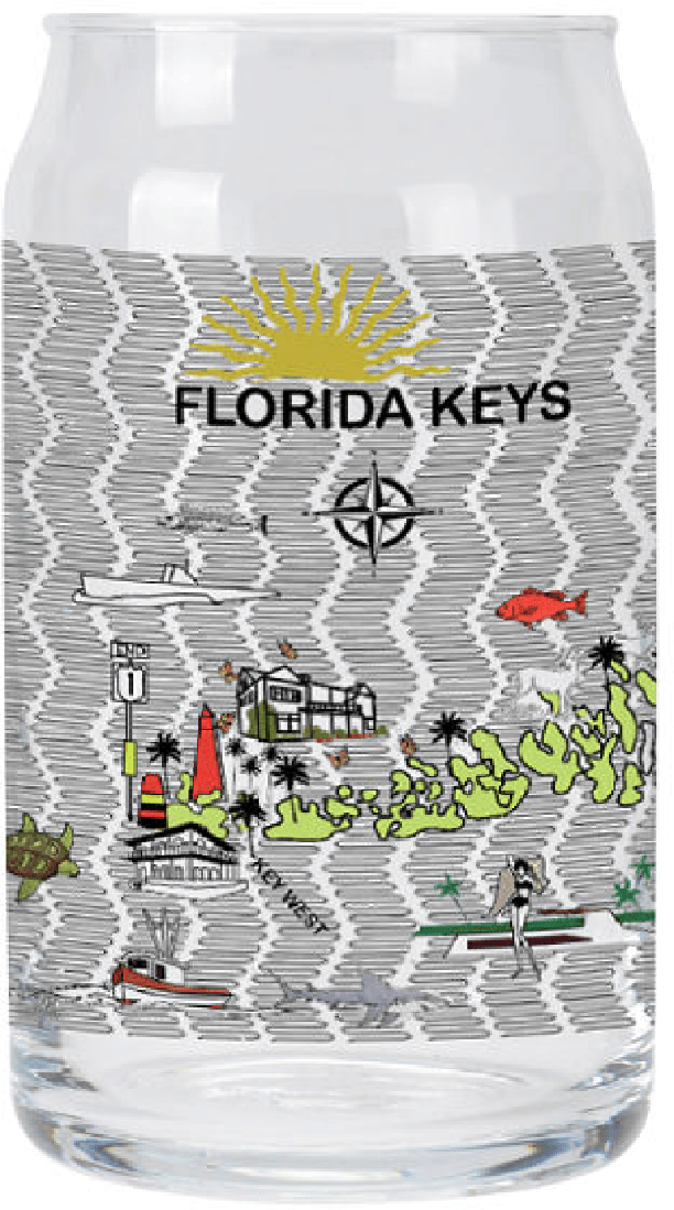 Florida Keys Can-Shaped Glass Set with Embossed Print