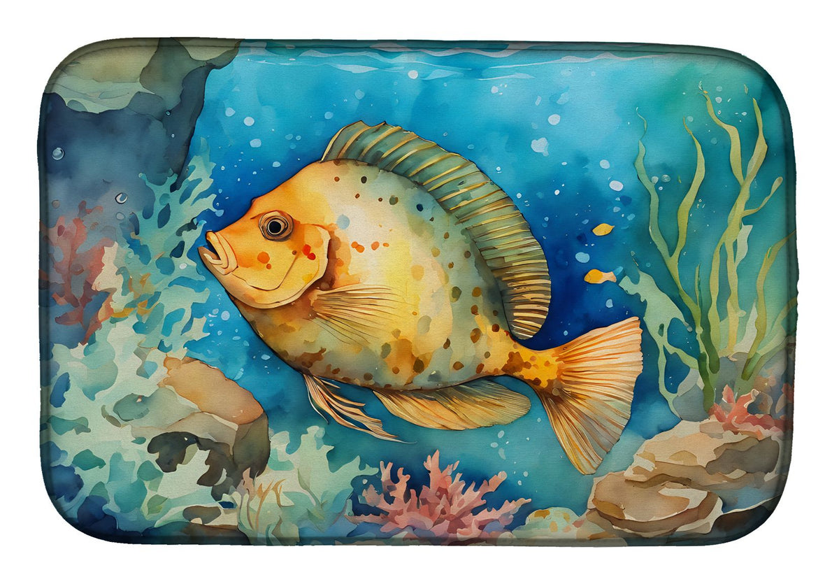 Flounder Artwork Dish Drying Mat