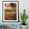 Handmade Framed Print of Van Gogh's Flowering Garden - 36" x 24" / 90cm x 60cm (approx) / Black/With White Edging