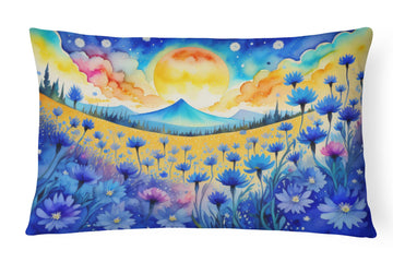 Flowers in Color Blue Cornflower Throw Pillow