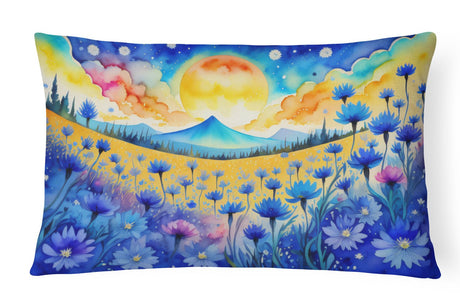 Flowers in Color Blue Cornflower Throw Pillow