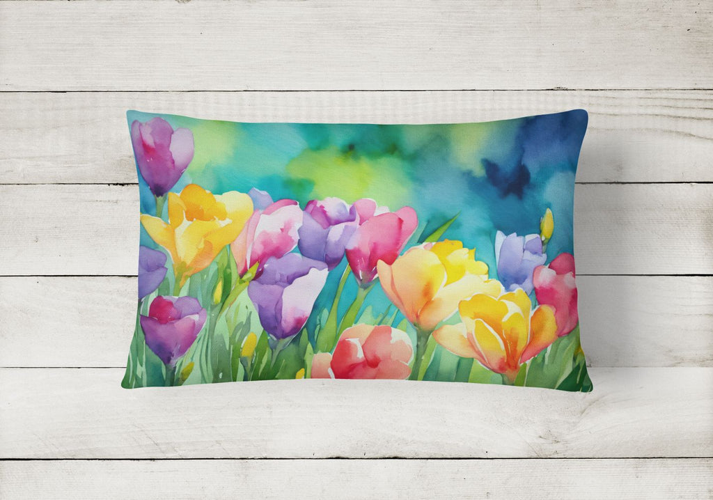 Freesias Watercolor Indoor-Outdoor Throw Pillow