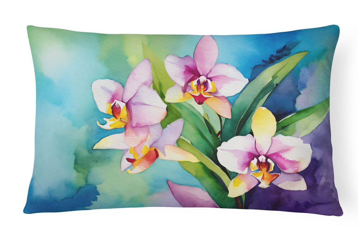 Watercolor Orchids Decorative Throw Pillow