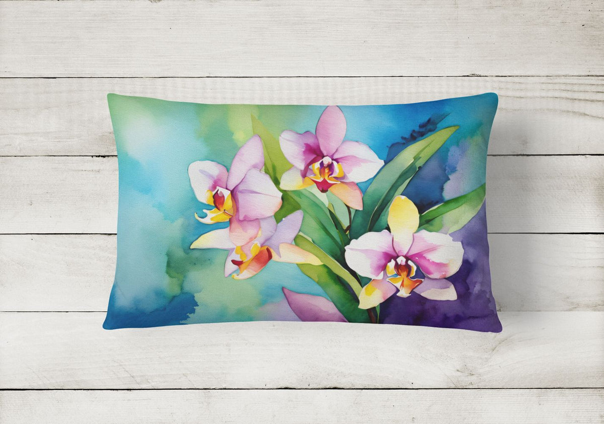 Watercolor Orchids Decorative Throw Pillow