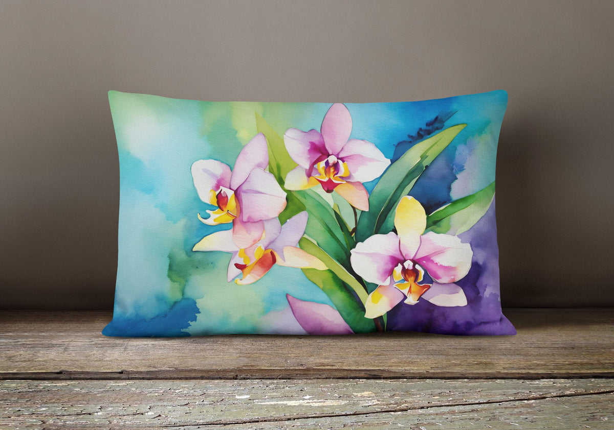 Watercolor Orchids Decorative Throw Pillow