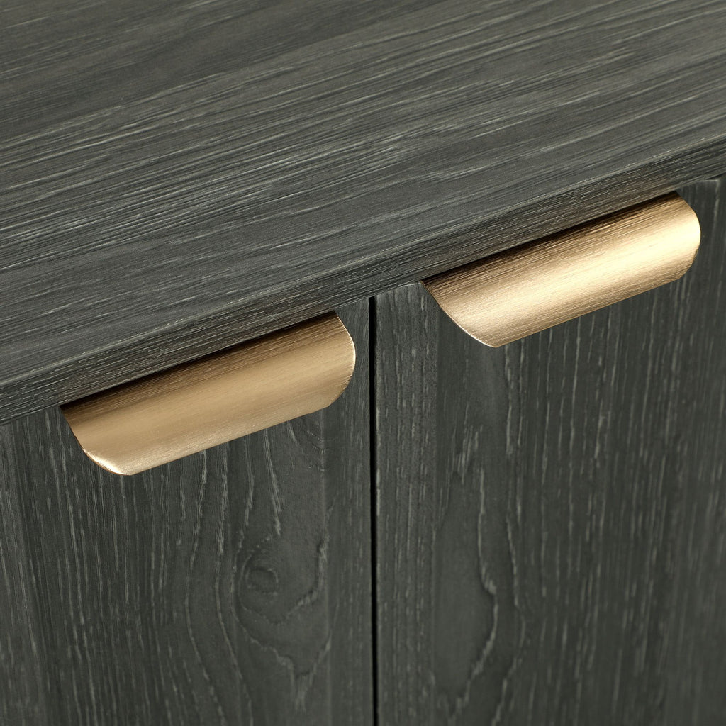 Distressed Gray Fluted Sideboard with Gold Pulls