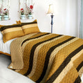 Intricate Vermicelli-Quilted Patchwork Quilt Set – Full/Queen Size