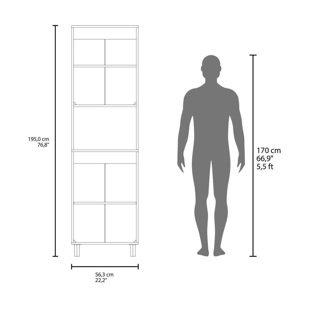 FM FURNITURE Ko Vaya Double Cabinet Kitchen Pantry with Open Storage. White