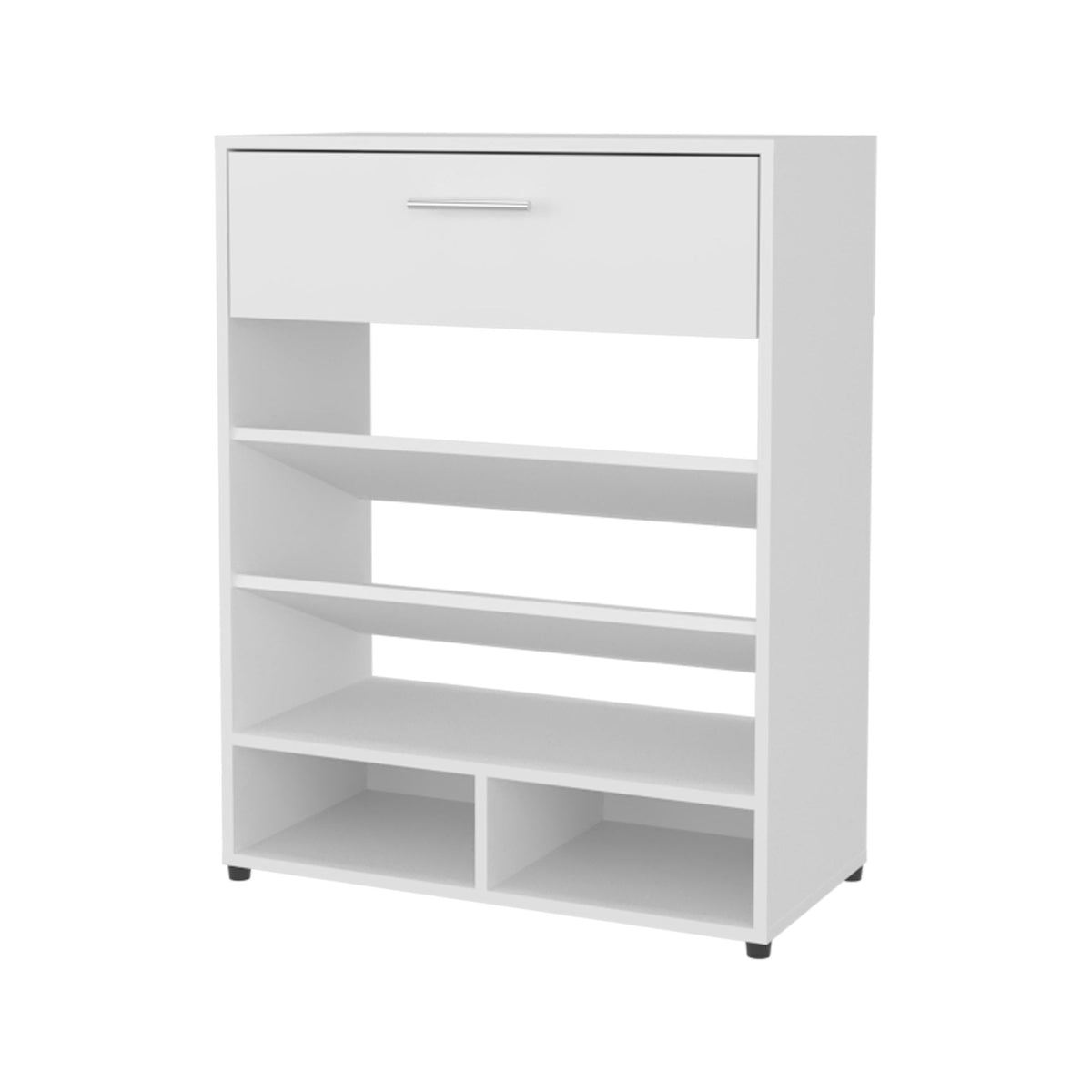 FM Furniture Onawa Modern Shoe Rack with Drawer – White
