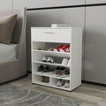FM Furniture Onawa Modern Shoe Rack with Drawer – White