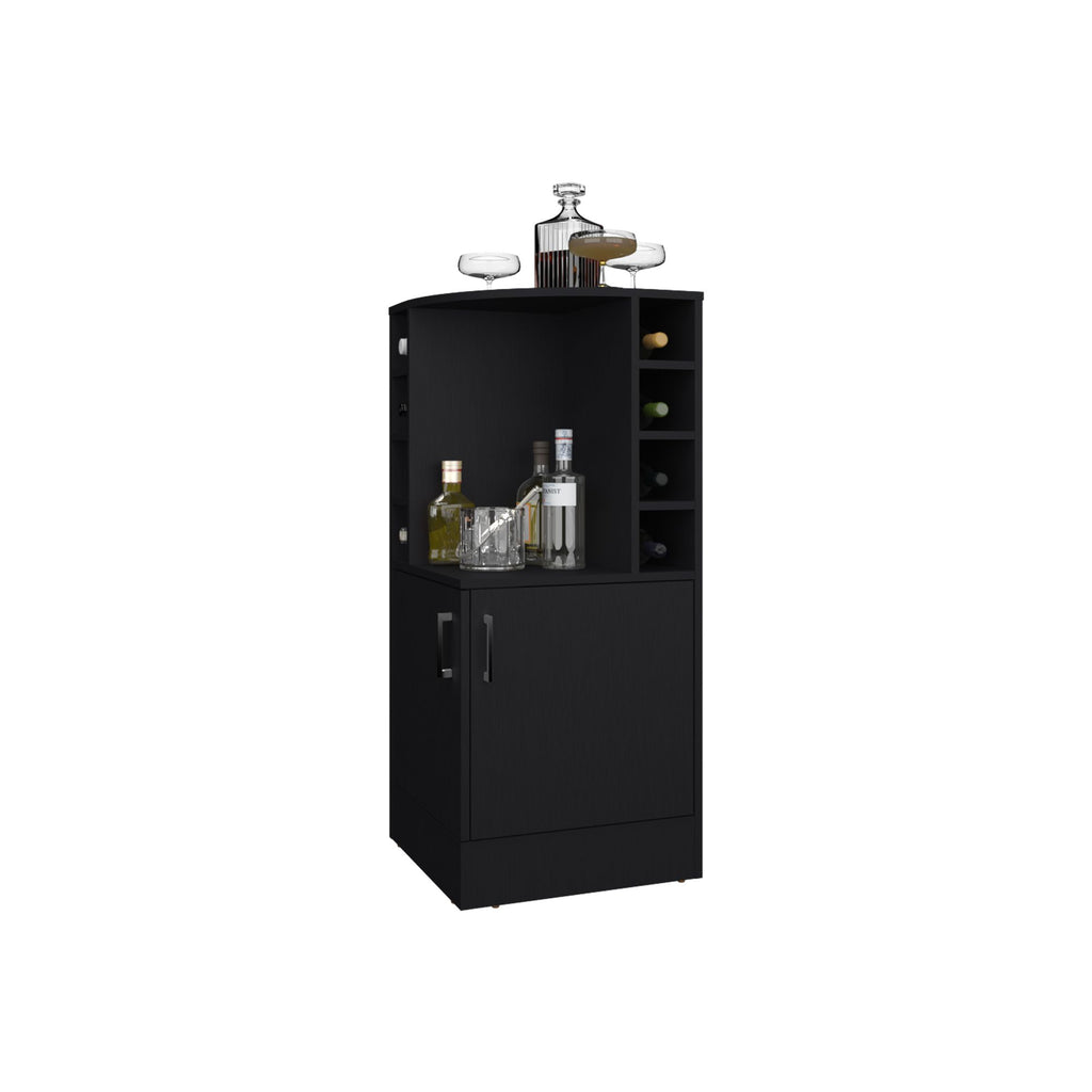 Corner Bar Cabinet with Wine Rack, Open Shelves, and Hidden Storage