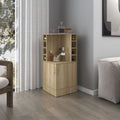FM FURNITURE Toyei Corner Bar Cabinet with Bottle Rack, Open Shelves, and Hidden Storage
