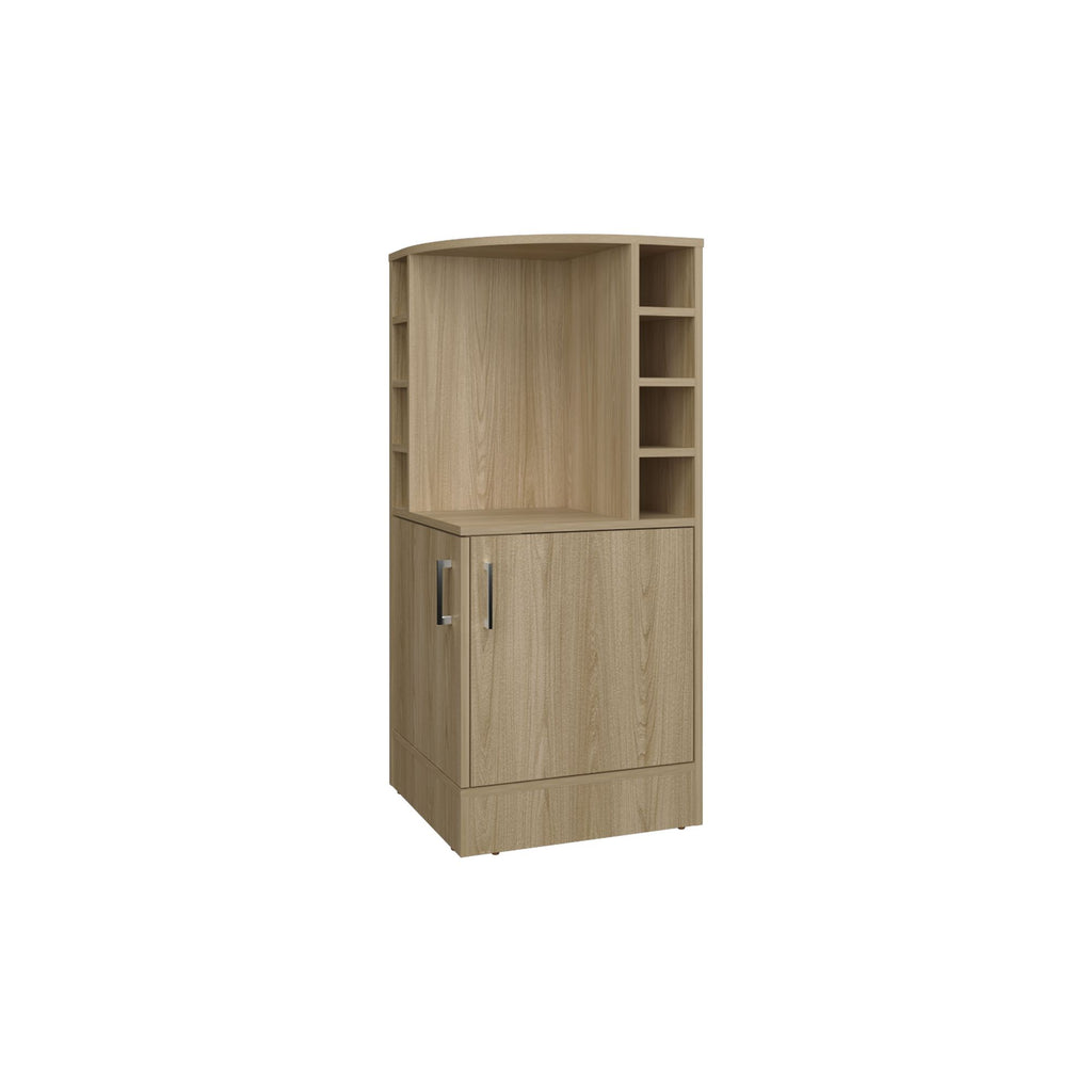 FM FURNITURE Toyei Corner Bar Cabinet with Bottle Rack, Open Shelves, and Hidden Storage