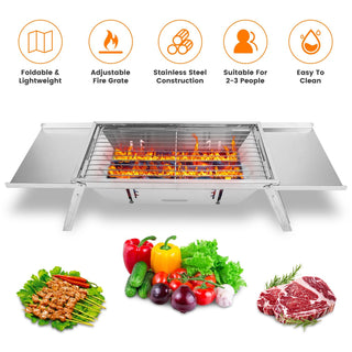 Foldable Charcoal BBQ Grill Stainless Steel Grill Net Easy Setup Portable Tabletop Barbecue Grill fo