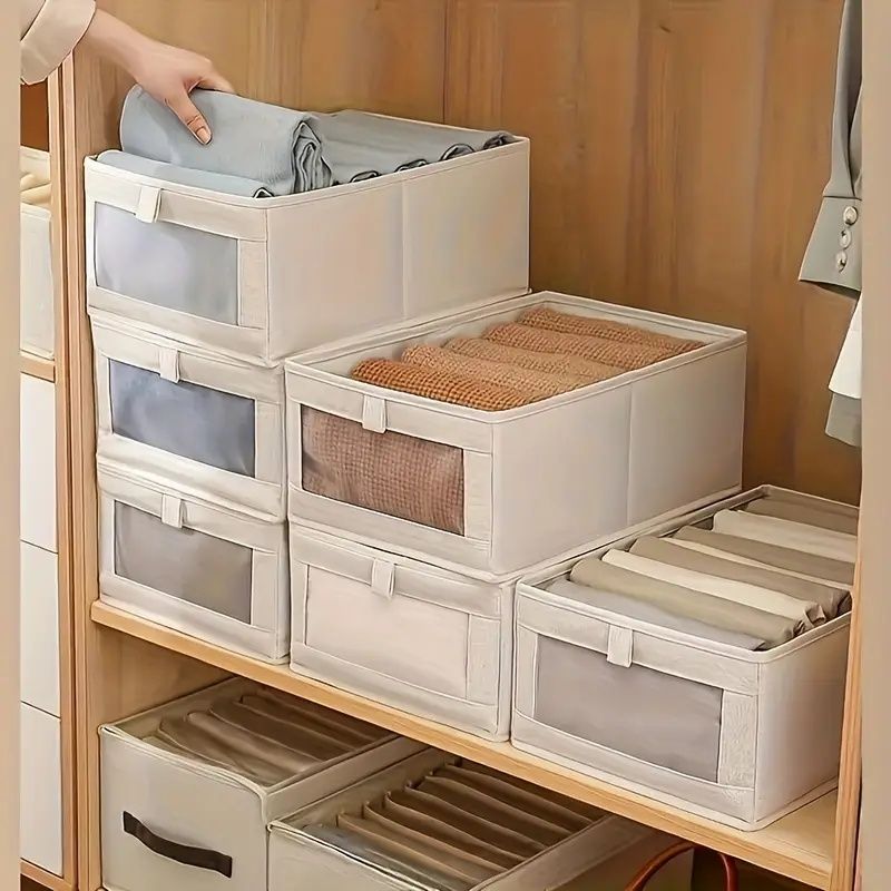 Foldable Clothes Storage Box with Viewing Window – Wardrobe and Pants Organizer
