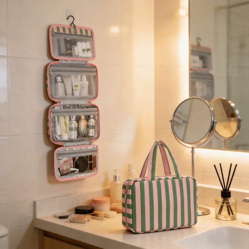 Foldable Hanging Wash Bag for Skincare and Makeup