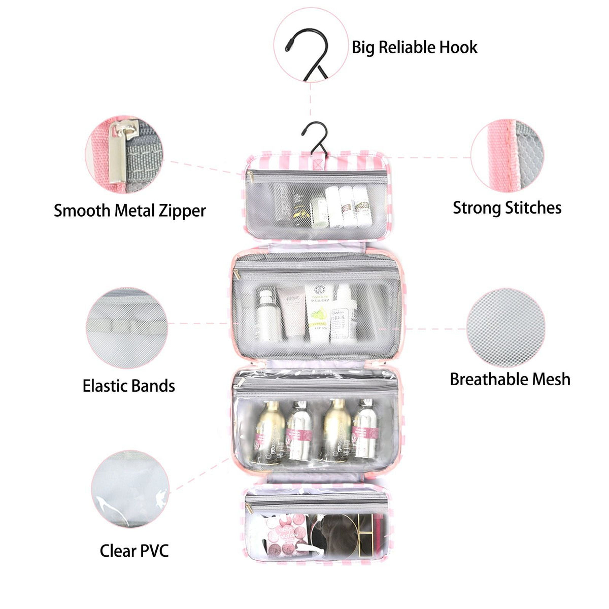 Foldable Hanging Wash Bag for Skincare and Makeup