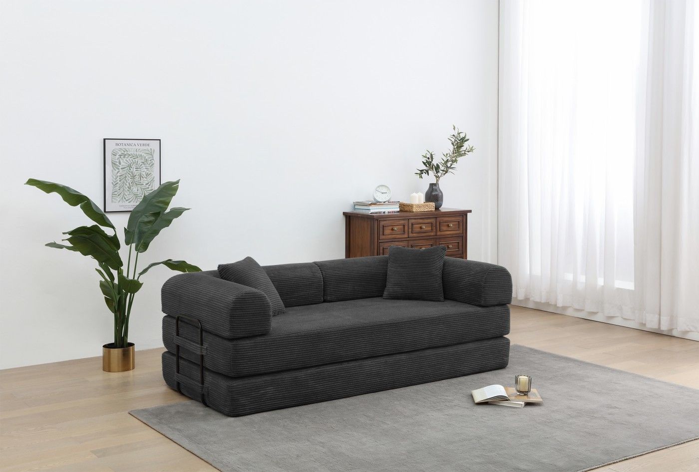 Foldable Sofa Bed, 77.9'' Folding Floor Couch, Compressed Convertable Sleeper Sofa, Memory Foam Couc