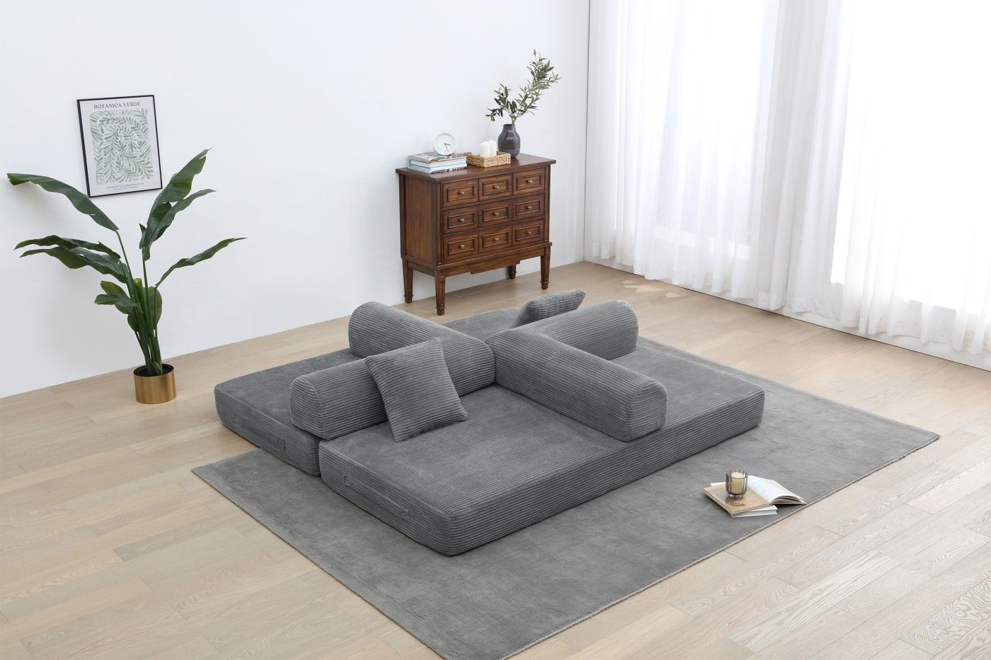 Foldable Sofa Bed, 77.9'' Folding Floor Couch, Compressed Convertable Sleeper Sofa, Memory Foam Couc