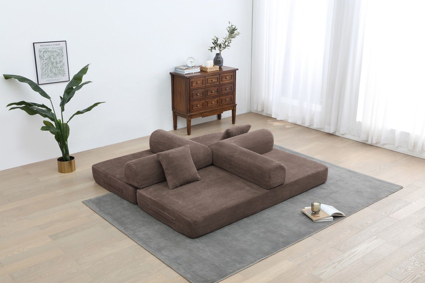 Foldable Sofa Bed, 77.9'' Folding Floor Couch, Compressed Convertable Sleeper Sofa, Memory Foam Couc