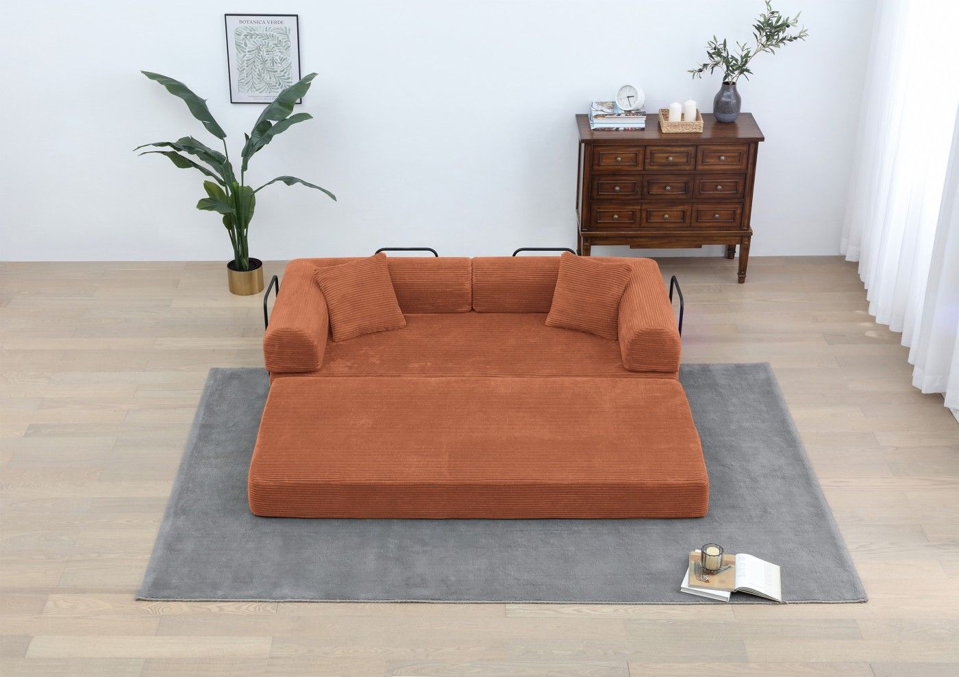 Foldable Sofa Bed, 77.9'' Folding Floor Couch, Compressed Convertable Sleeper Sofa, Memory Foam Couc