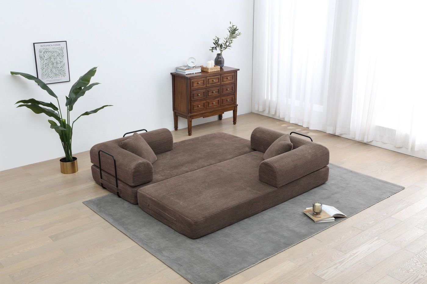 Foldable Sofa Bed, 77.9'' Folding Floor Couch, Compressed Convertable Sleeper Sofa, Memory Foam Couc