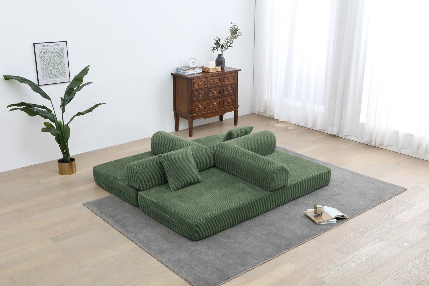 Foldable Sofa Bed, 77.9'' Folding Floor Couch, Compressed Convertable Sleeper Sofa, Memory Foam Couc