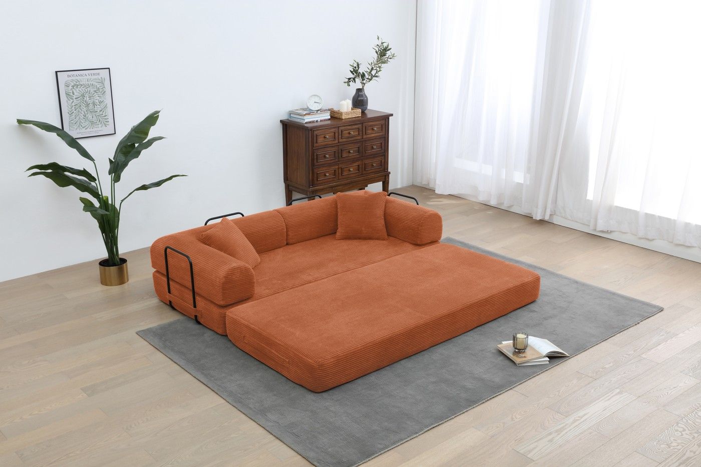 Foldable Sofa Bed, 77.9'' Folding Floor Couch, Compressed Convertable Sleeper Sofa, Memory Foam Couc