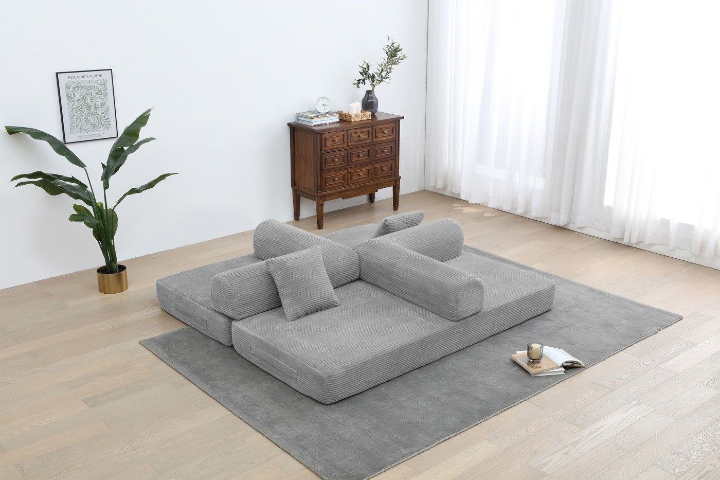 Foldable Sofa Bed, 77.9'' Folding Floor Couch, Compressed Convertable Sleeper Sofa, Memory Foam Couc